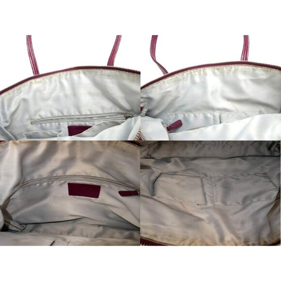 Coach Signature Khaki Burgundy Laura Tote Shoulder Bag F18335 - Picture 13 of 14